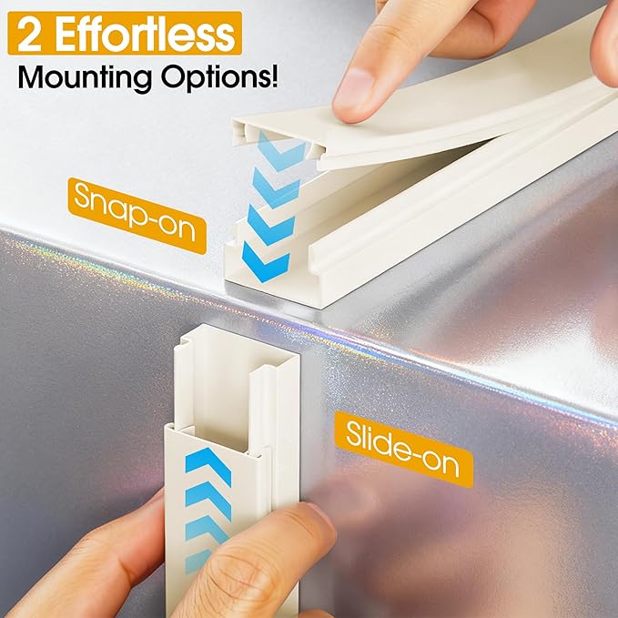 212.6in Cord Covers for 2-3 Wires on Wall, TV Cord Hider Wall, Paintable Cable Hider Raceway, Easier Set-up Wire Hider Wire Covers for Cords on Wall, Self-Adhesive Cable Cover, W0.95 H0.55in, Beige