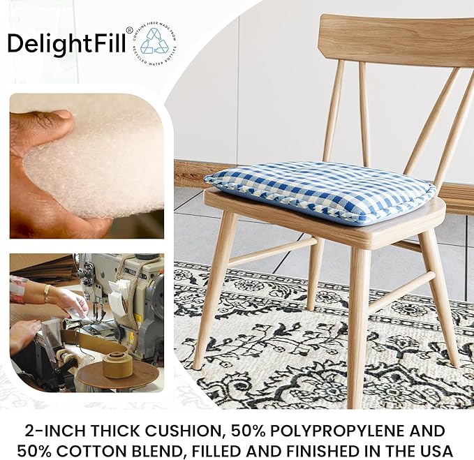 Non-Slip Chair Cushions, Assembled in USA, U-Shaped Skid-Proof Seat Pads for Dining Room, Kitchen, Office, 15"x16"