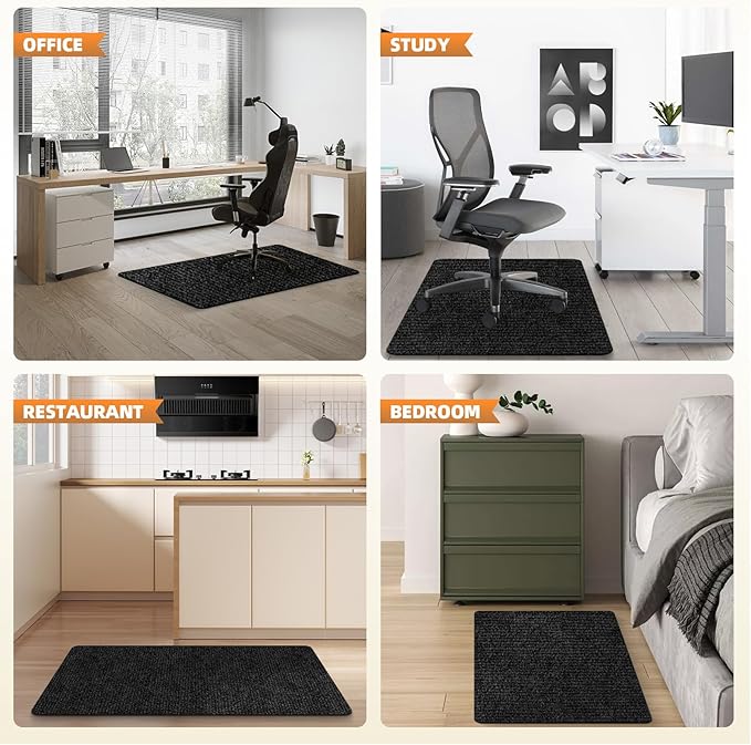 Office Chair Mat for Hardwood and Tile Floor, 55" x 35" Computer Chair Mat, Non-Slip Floor Protector, Under Desk Mat for Rolling Chair, Black