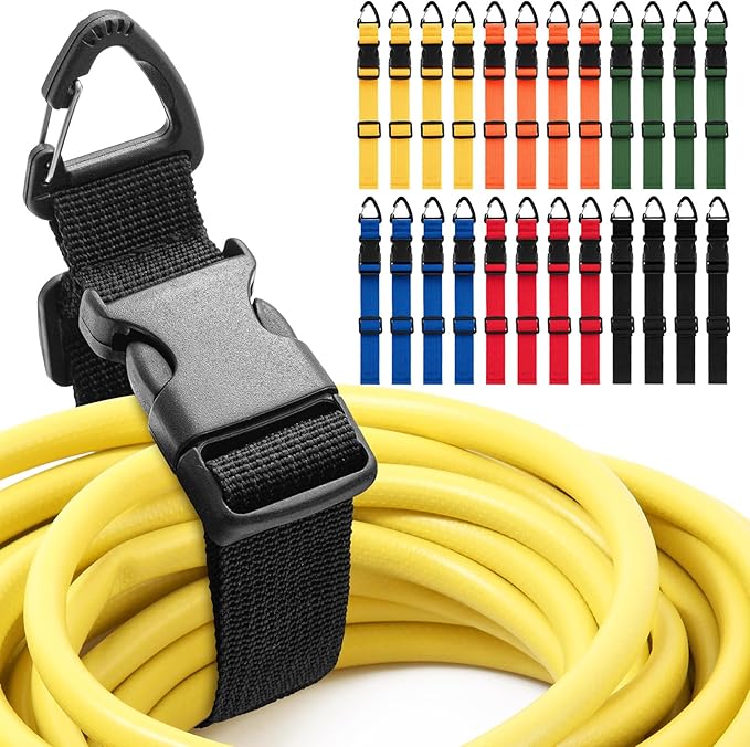 24 Pack 17 Inch Adjustable Extension Cord Holder Organizer with Triangle Clips for Garage Organization and Storage Heavy Duty Extension Cord Hanger for Men Workshop (Multicolor)