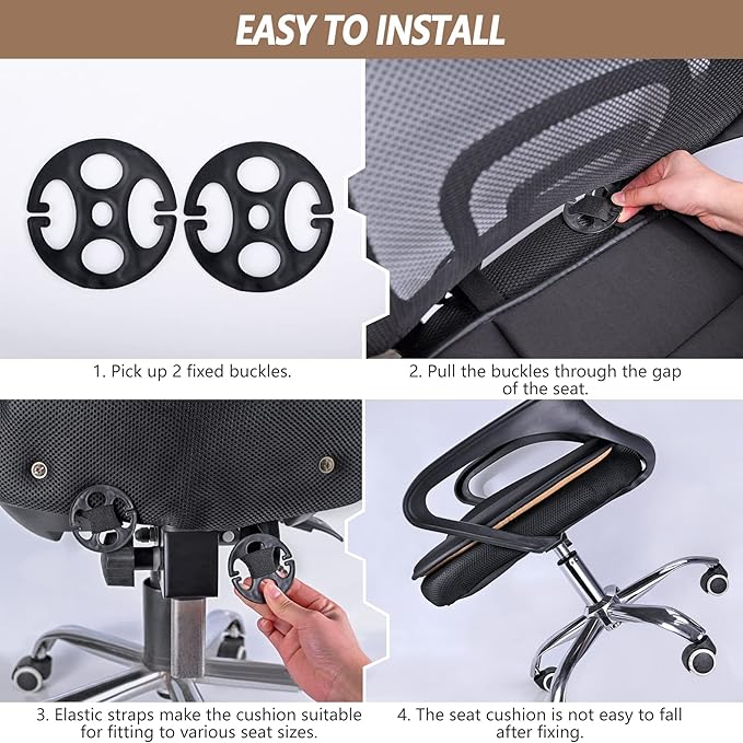 MYFAMIREA Car Seat Cushion Pad 1.2" Thick Comfort Seat Protector for Car Driver Seat Office Chair Home Use Memory Foam Seat Cushion with Non Slip Bottom, 20'' x 18.5'', Black