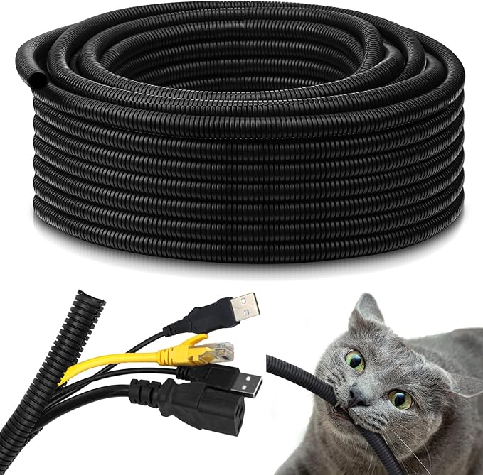 Kanayu Split Wire Loom Tubing Flame Retardant Wire Covering High Temperature Cable Sleeves Split Protector Cable Conduit for Industrial Electrical Automotive Marine(3/4''-10 ft,Black)