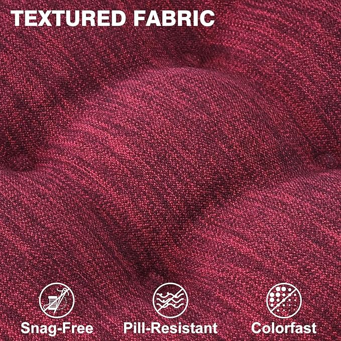 Shinnwa Kitchen Chair Cushions Set of 2, Dual-Layer Memory Foam Dining Chair Cushions, Patented Design Seat Pads with Ties, 16.5 x 16.5 x 3.5in, 2 Pack, Burgundy