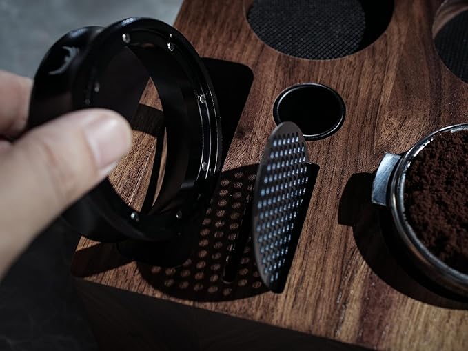 Walnut Espresso Tamping Station 54mm for Breville – Coffee Accessories Organizer Tamper, Distributor Portafilter Holder Stand, Espresso Tools Storage