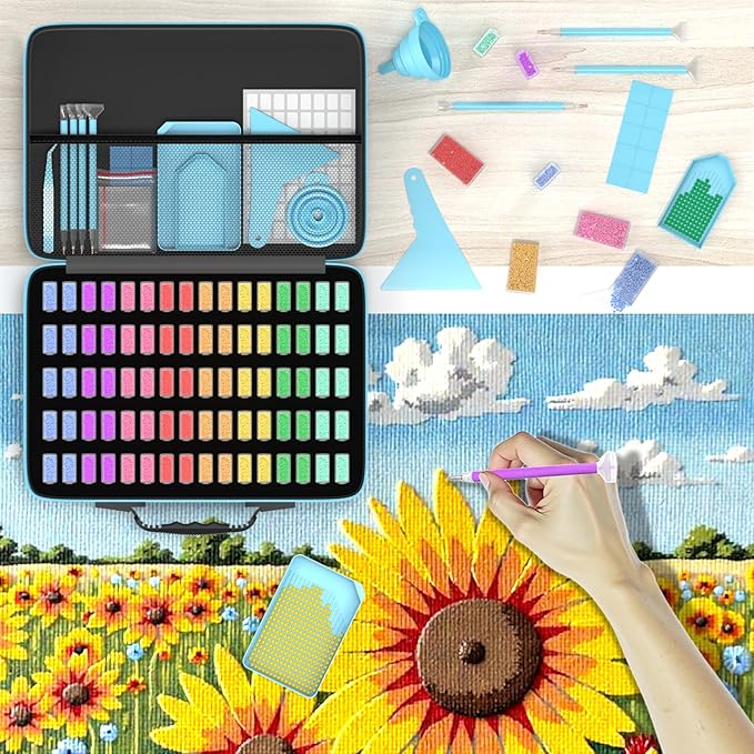 Diamond Painting Storage Containers Kits, Thickened Waterproof Portable Bead Storage Boxes for Diamond Painting Accessories and Tools, 80 Square Bottles