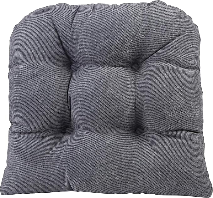 Klear Vu Gripper Overstuffed Universal Non-Slip Dining Chair Cushions for Kitchen Decor or Office Use, U-Shaped Skid-Proof Seat Pad, 15x15 Inches, 2 Count (Pack of 1), Linear Bluestone