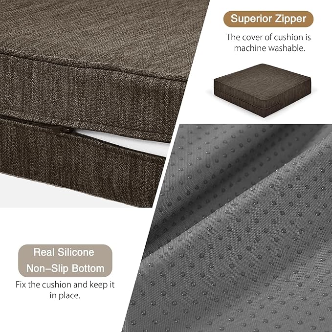 baibu Extra Large Dual-Layer Gel Memory Foam Recliner Cushions for Elderly, 20x20x5 Inch Thick Non-Slip Recliner Seat Cushion Suitable for Couch for Easy to Stand Up & Reduce Hip Pain, Dark Brown