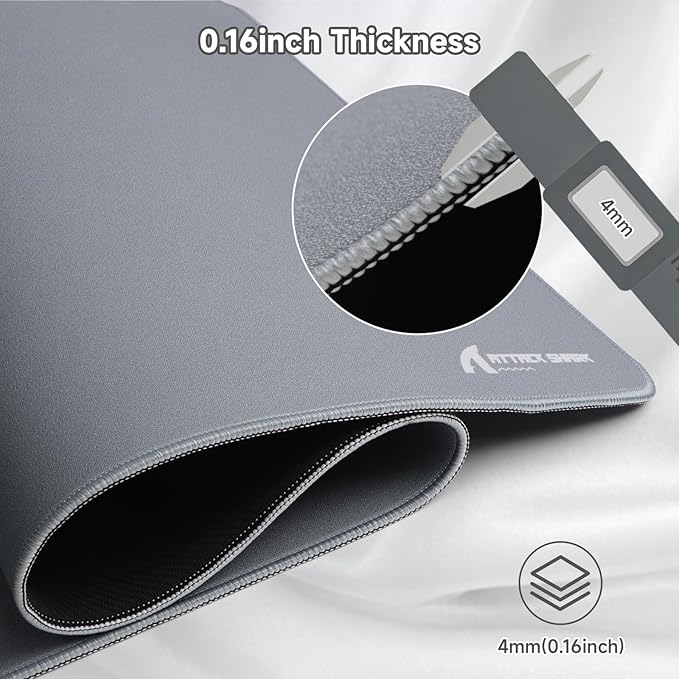 ATTACK SHARK CM02Pro Gaming Mouse Pad for Esports Speed Large Mouse mats for Desk Waterproof Surface Stitched Edges and Anti-Slip Rubber Base Size XXL Laminate 35.43” x 15.75” x 0.16” Gray