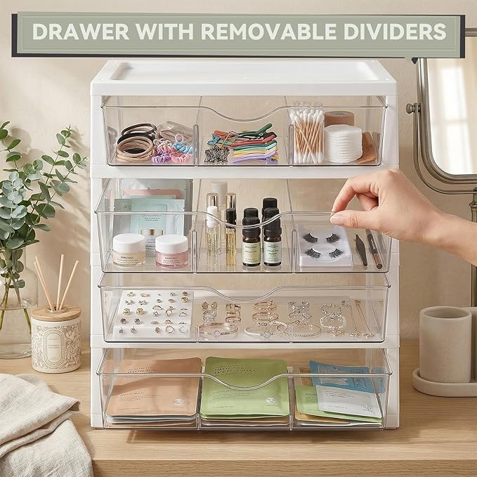 novelinks 4-Tier Desk Organizer with Drawers, Assemble Office Paper Organizer Drawers, Tabletop Storage Drawers for Office Storage & Organization