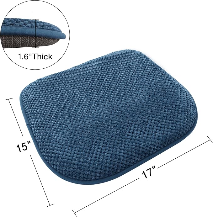 Blue Chairs Cushions for Dining Chairs 6 Pack Non Slip Foam Kitchen Seat Cushions Washable Soft Thick Patio Pads Large Wooden Metal Tapered Chair Cushions,17" x 15"