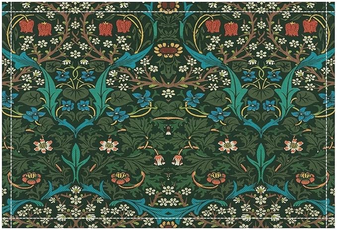 William Morris Floral Placemats Vintage Flower Art Style Boho Chic Retro Floral Linen Washable Table Mats Stain Heat-Resistant Desktop Decor Place Mats for Home Kitchen Dining Party 12x18 in 6 Pcs