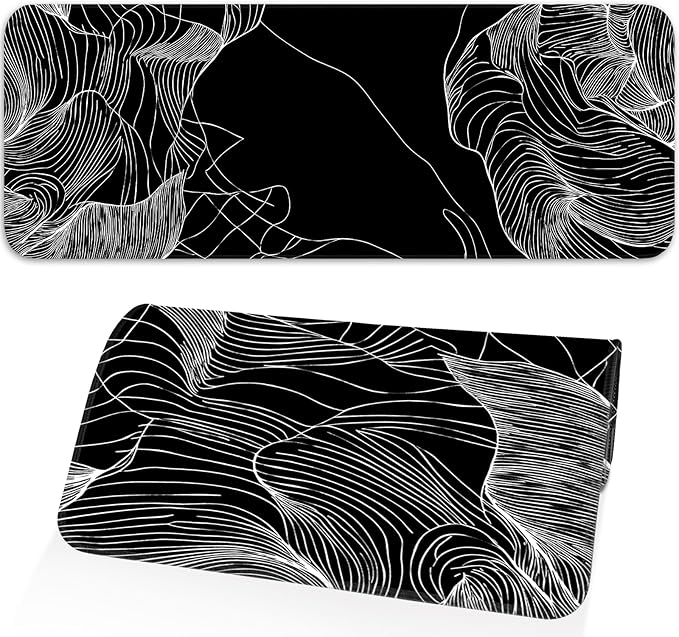 Line Mouse pad, Gaming Mouse pad, Waterproof, Non-Slip Rubber, Stitched Edges, Suitable for Computers, laptops, Home, Office, 31.5x11.8 inches, Black Terrain line