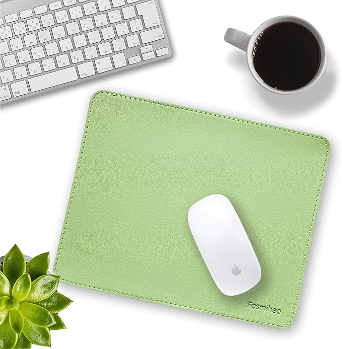 Leather Mouse Pad - Wood Mouse Pad, Double Side Mouse Pad with Stitched Edge, Waterproof Ultra Thin Mouse Pad for Computers, Laptop, Office & Home, 10.2 x 8.3 Inch, 1 Pack (Matcha Green)
