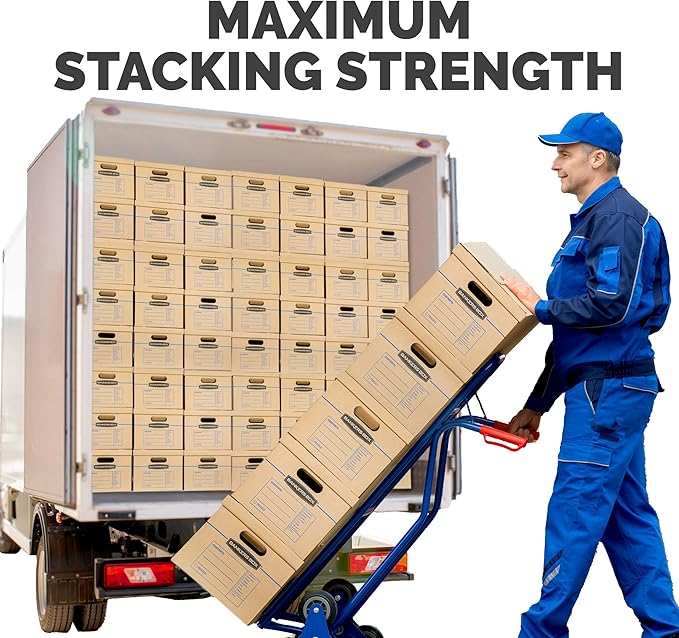 Bankers Box Small Classic Moving Box 10 Pack, Reinforced Handles, Tape-Free Assembly, Box with Lid, 15" x 12" x 10", Cardboard