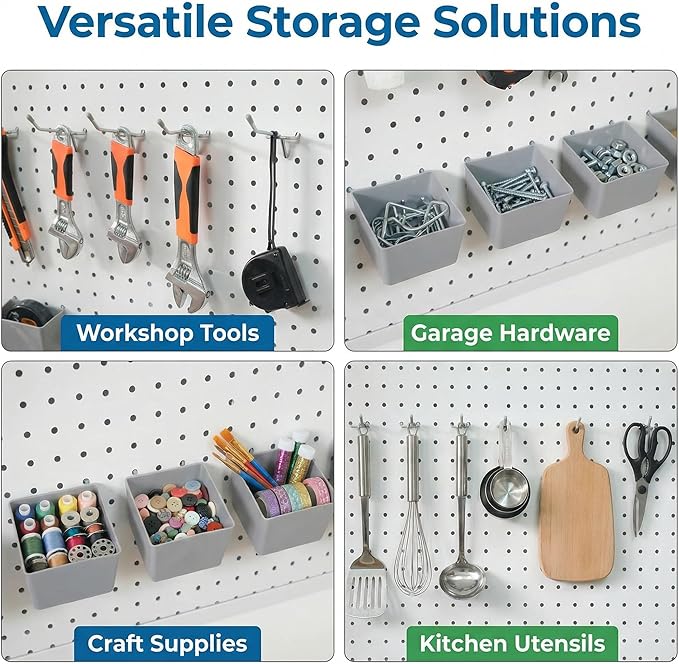 Pegboard Accessories Organizer Kit, 90PCS Hooks Assortment with Bins and Jars, Heavy Duty Tool Hangers for Garage Storage, Workshop Wall Organization