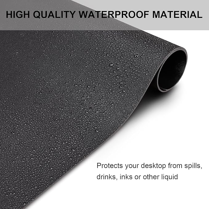Large Leather Desk Pad Protector, Waterproof Desk Pads on Top of Desks, Keyboard and Mouse Pad for Desktop Organization. Easy Clean Computer Desk Mat for Office/Home (Black,47.2"x 23.6")