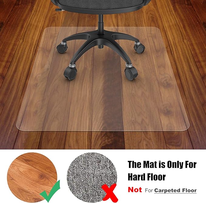 Azadx Office Chair Mat for Hardwood Floor 36 X 48, Plastic Mat for Office Chair Easy Glide on Hard Floors, Clear Computer Chair Mat Office Floor Mat Protector for Wood Floors, 2PCS