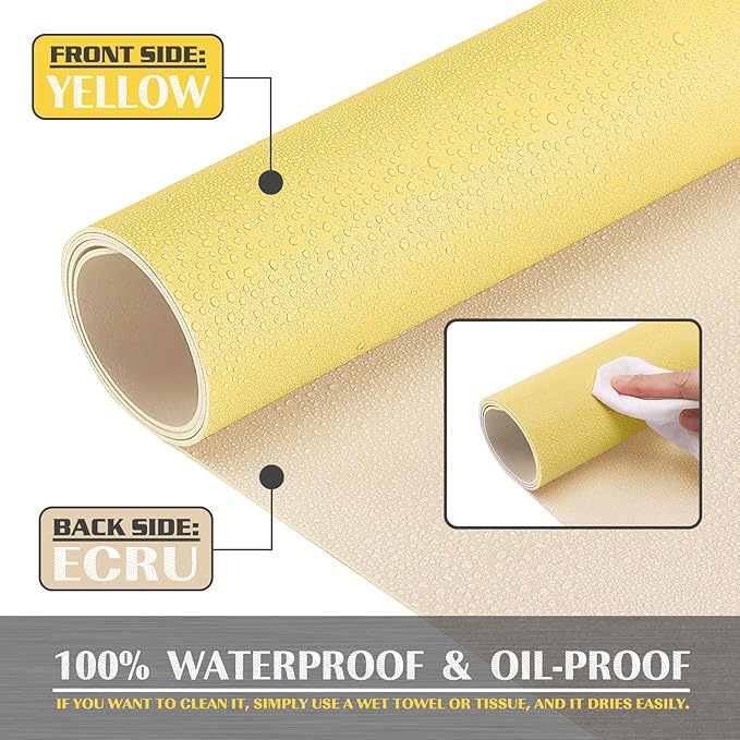 K KNODEL Large Office Leather Desk Mat, Mouse and Keyboard Pad, Computer and Laptop Mat, Desktop Protector and Cover, Writing Pad and Blotter (35.4"x17", Yellow)
