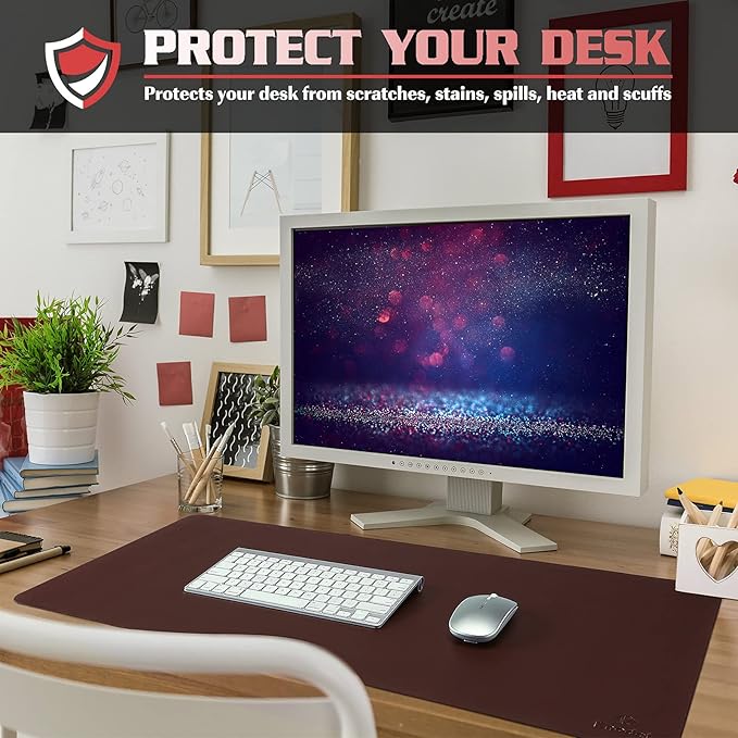 K KNODEL Non-Slip Desk Mat, Desk Pad, Desk Blotter, Desktop Mat for Desk, Small Desk Protector, Office Computer and Laptop Mat for Desk (23.6"x13.8", Brown)