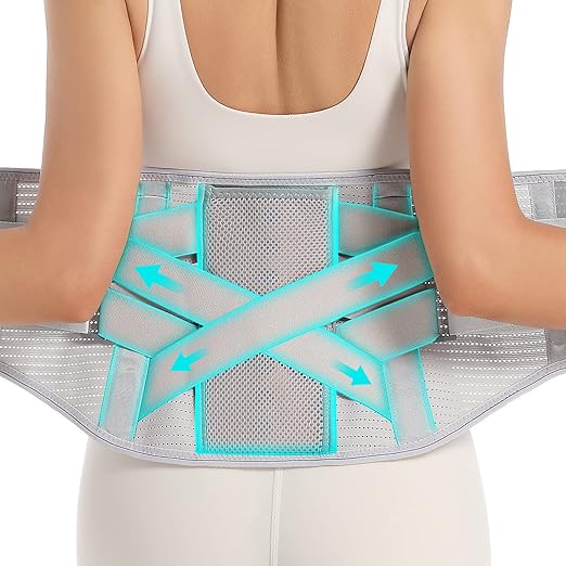 Back Brace for Lower Back Pain - Lumbar Support with Bionic Support System, Adjustable Belt for Men Women, Relieves Sciatica, Herniated Disc, Scoliosis, Posture Correction for Workout, Daily Use, Heavy Lifting (Grey, XXX-Large)