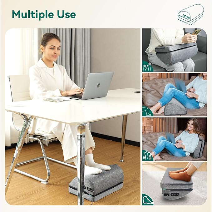 Snailax Heated Foot Rest Under Desk at Work, Fathers Day Gift for Dad, Ergonomic Desk Foot Stool with Heat and Vibration Massage, 2 Heat Levels Foot Warmer for Office Chair, Home Gaming