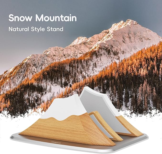 AFOOYO Vertical Dual Laptop Stand - Snow Peak-Shaped Wooden Adjustable Laptop Holder,2 Slots Desktop Dock Compatible with All MacBook, Surface,Chromebook,Dell & More(Beechwood)