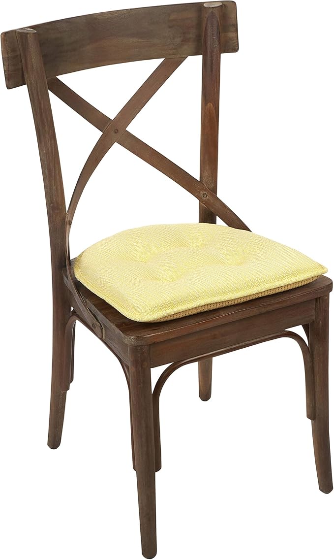 Klear Vu Omega Non-Slip Chair Cushions, Assembled in USA, U-Shaped Skid-Proof Seat Pads for Dining Room, Kitchen, Office, 15"x16" 6 Pack Solid Yellow 6 Count