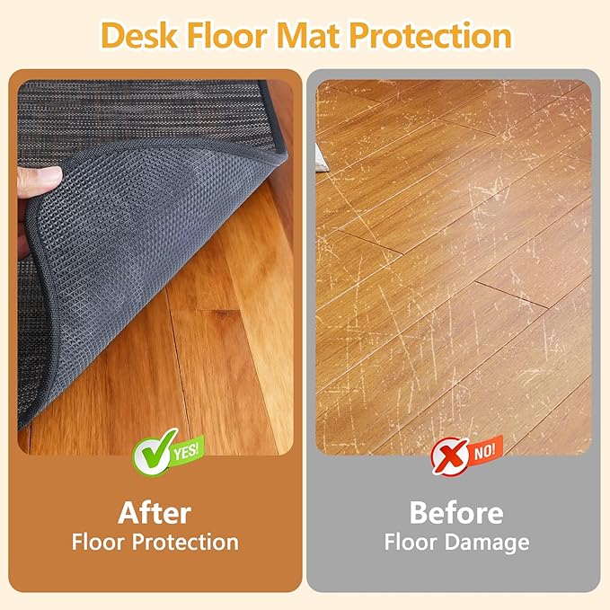 Office Chair Mat for Hardwood Floor, 36"x48" Non-Slip Floor Protector Heavy Duty Computer Desk Rolling Chair Mat for Home & Office - Brown