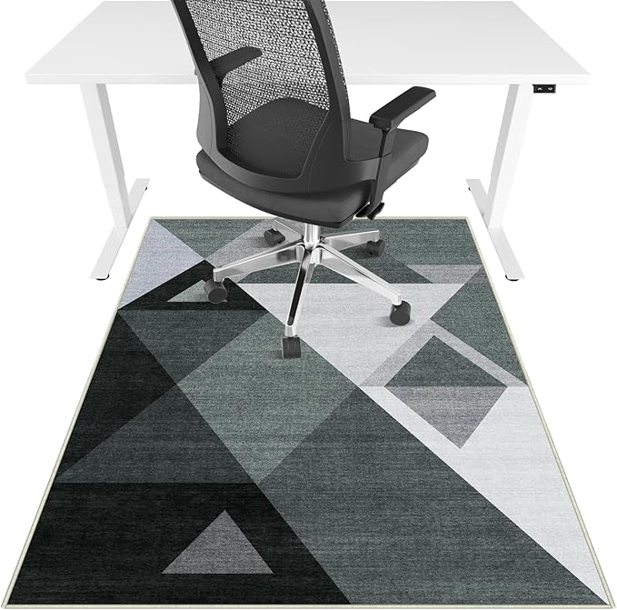 Office Chair Mat for Hardwood Floor & Tile Floor,36"X 48" Heavy Duty Desk Chair Mat for Hard Floors, Under Desk Rug for Rolling Computer Chair,Anti Slip,Low Pile Carpet Protector-Triangle