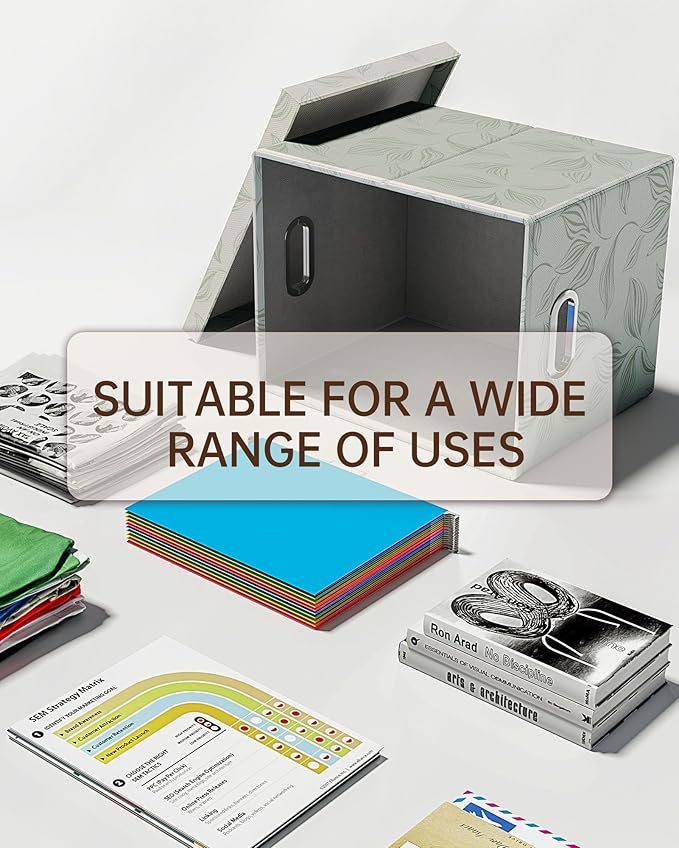 Oterri 2 Pack File Storage Organizer, Document Organizer, Portable File Box with Lid, Fit for Letter/Legal File Folder Storage,Leaf Gray-Box only