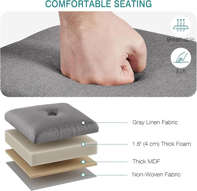 VECELO Foot Rest Under Desk at Work, Height Adjustable Rolling Foot Stool Set of 2 with Wheels, Cushioned Seat for Living Room, Bedroom, Home Office