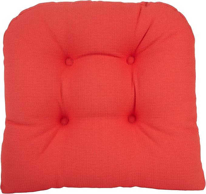 Klear Vu Gripper Overstuffed Universal Non-Slip Dining Chair Cushions for Kitchen Decor or Office Use, U-Shaped Skid-Proof Seat Pad, 15x15 Inches, 2 Count (Pack of 1), Solid Coral