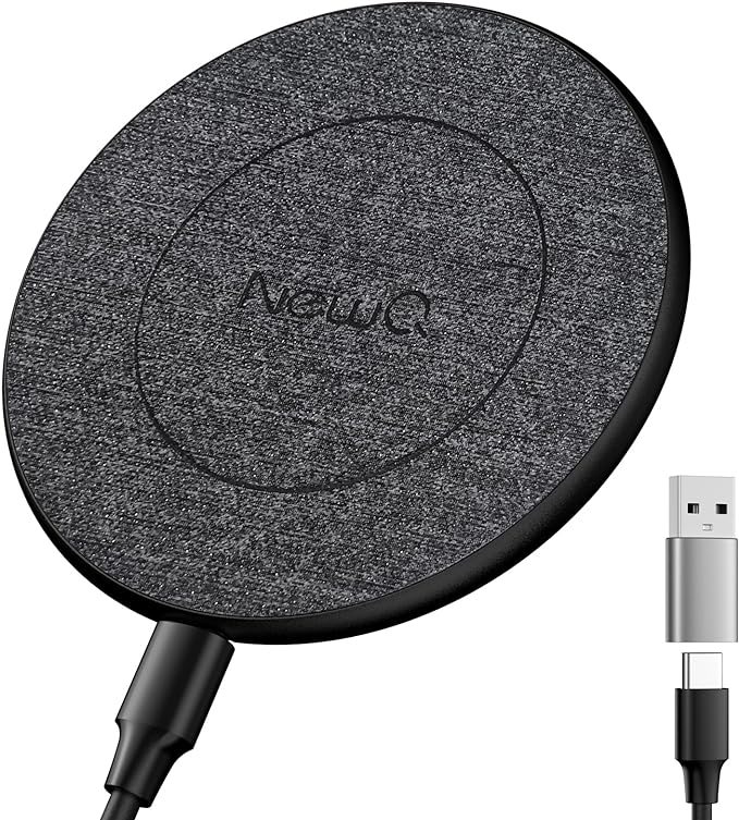 NewQ Wireless Charger for Samsung, 15W Max Wireless Charging Pad for iPhone 16 15 14 13 12 11 mini/SE/Pro/Max/Plus，Samsung Galaxy S23/S22/S21/S20/S10/S9/S8/S7/Note20/10/9/8, Google Pixel 8/7/6，1 Pack