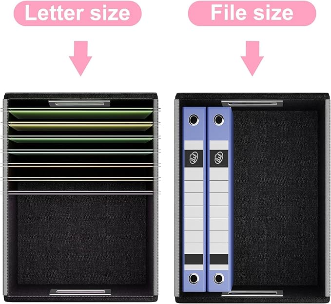 Portable Leather File Organizer Storage Boxes, Collapsible File Folder Organizer Boxes with Lids, Document Organizer, Decorative Filing Box Cabinet for Letter/Legal File Folder Storage
