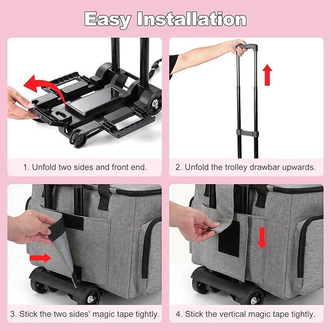 Housolution Rolling Teacher Bag with Wheels, Fits for 17" Laptop, Teacher Tote Bag with Detachable Trolley, Laptop Work Case with Anti Theft Lock, Briefcase Cart with Accordion File Organizer, Gray