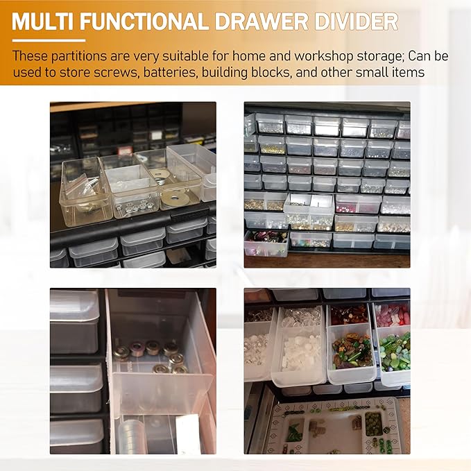 40716 Plastic Width Dividers for Craft Cabinet Small Drawers,Teacher's Toolbox, Small Parts Organizer, Screw Organizer 40Pcs
