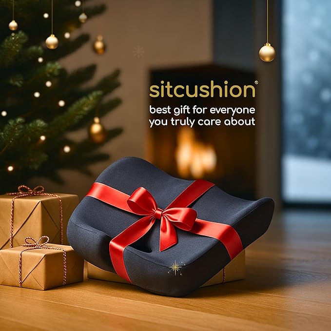SitCushion X Large Office Chair Cushion for Sciatica Pain Relief, Memory Foam Seat Cushion for Car Seat Pad, Orthopedic Pillow. Computer Chair Cushion for Tailbone Pain Relief All Day Comfort (Gray)