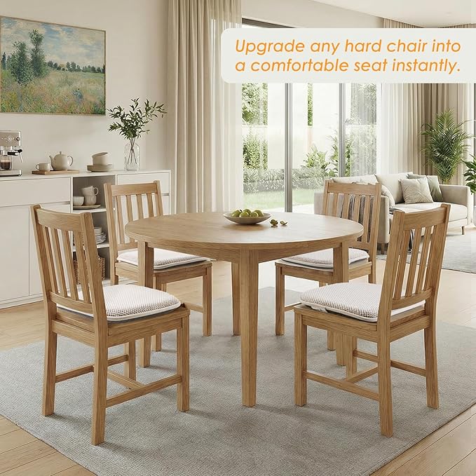 SWEMSTAR Chair Cushions - 15"*17" Kitchen Dining Chair Pads Foam Seat Cushion for Chairs Barstool Cushions Non Slip Seat Pad Set of 2 - Beige