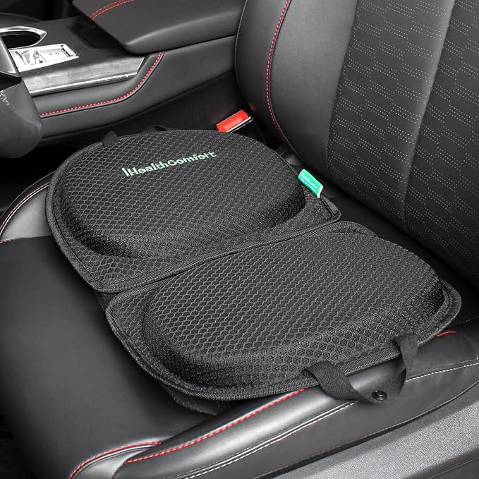 Small Travel Seat Cushion Cooling Gel & Memory Foam Portable Foldable Seat Pad for Airplane, Car, Office, Stadium Orthopedic Butt Pain Relief Pillow, 2-in-1 Design for Kids & Adults