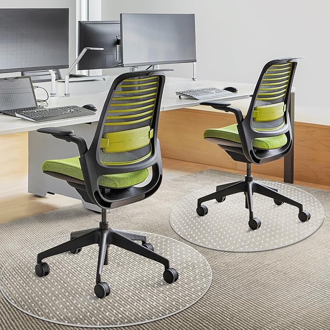 Office Chair Mat for Carpets, 2 Pack 36" × 36" Round Computer Chair Mat with Studs for Rolling Chair, Desk Floor Mat for Home and Office Carpet, Protects Floor Mats for Low Pile Carpeted Floors