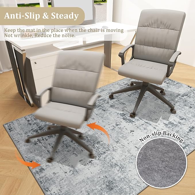 chakme Office Chair Mat for Hardwood Floor, 72"x48" Easy Glide Computer Desk Mat Protector for Rolling Chair Under Desk Rug Nonslip Backing, Machine Wash, (Boho)