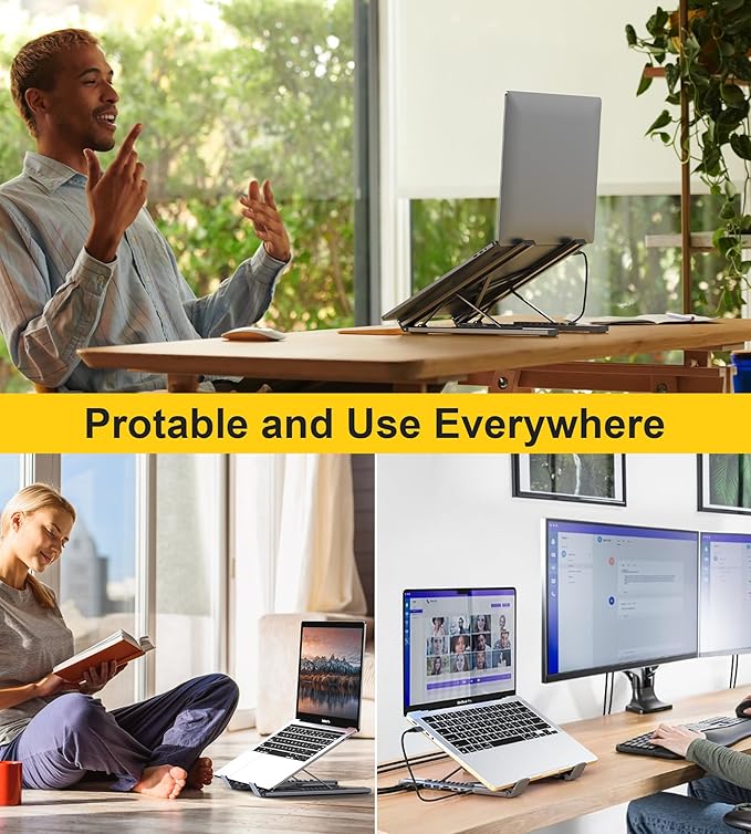 USB C Laptop Docking Station Stand Dual Monitor, Single 8K for Windows DP 1.4 or Dual 4K for Win and Mac, 9 in 1 USB C Hub with HDMI+DP, 2*USB 3.0, PD 100W, USB C 3.0, SD/TF, Universal Dock Station