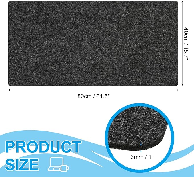 PATIKIL 31.5" x 15.7" Large Felt Desk Pad Protector, Non-Slip Desk Mat Full Table Mouse Pad Keyboard Mats for Laptop Computer Writing Desk Table Gaming Home, Dark Gray