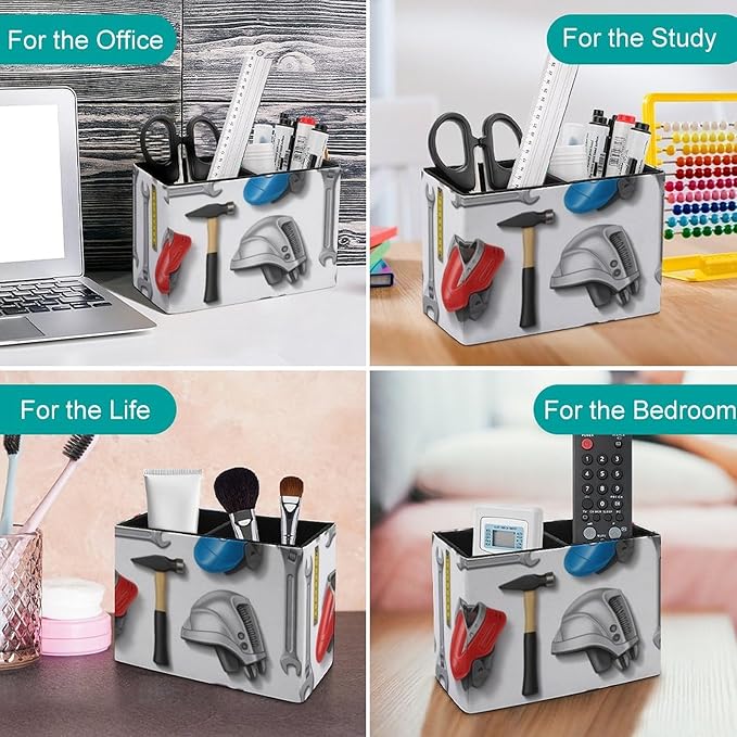 PU Leather Brush Pot Occupation Tool Art, Compact Desk Organizer for Office Supplies