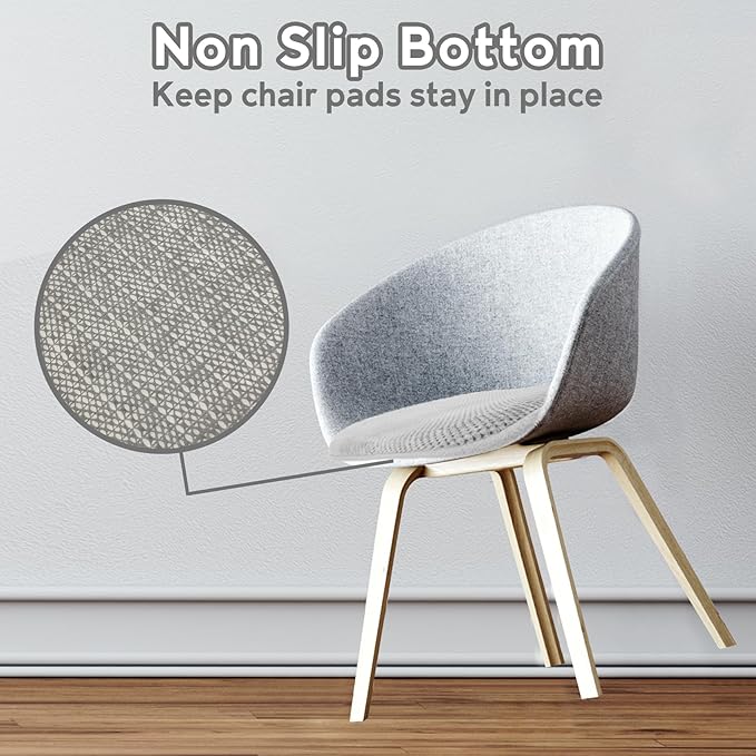 Silver Grey Kitchen Dining Chairs Cushions Set of 4 Non Slip Foam Patio Seat Cushions Washable Soft Thick Pads Large Wooden Metal Tapered Chair Cushions,17" x 15"