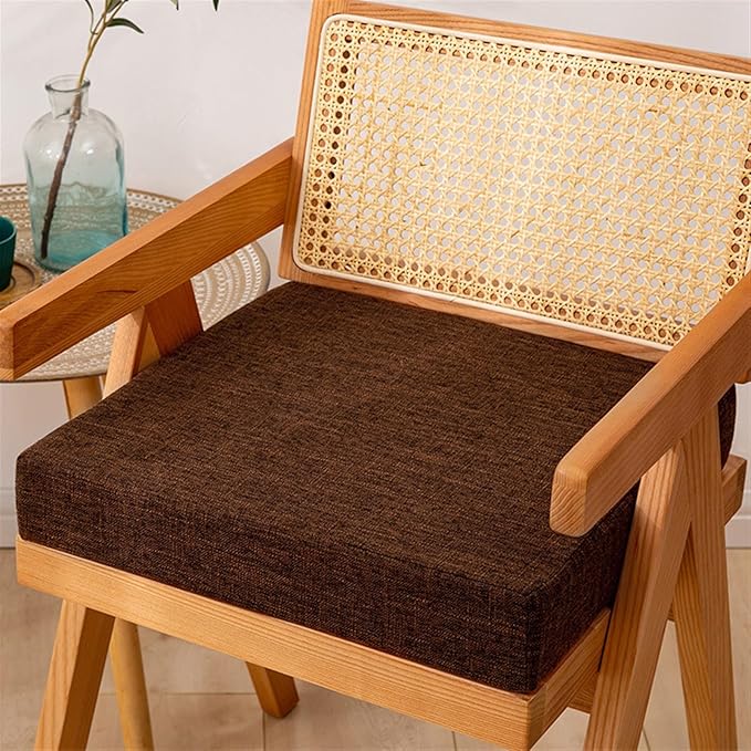 Reyox Square Non Slip Seat Cushion Thicken Chair Cushion for Recliners, Armchairs 1" Thick Coffee 18" x 18"