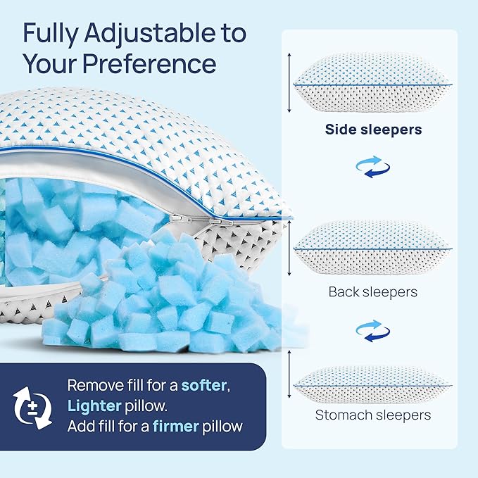 Small Cooling Memory Foam Pillow for Travel & Camping, Compressible Original Adjustable Pillow for Medium Firm Neck Knee Lumbar Support, Washable CertiPUR-US, Ideal Sleeping, Car, Airplane,Backpacking