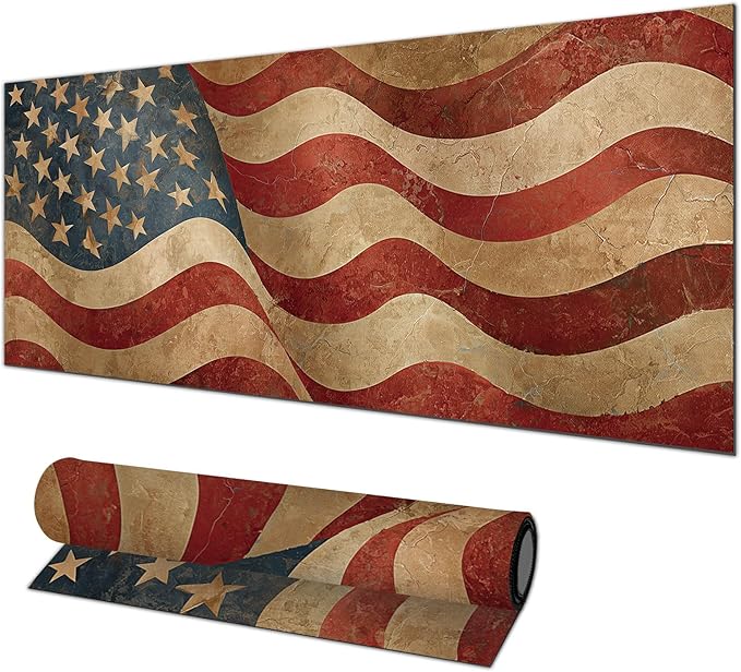 HOMETITUTE Mouse Pad XL Large Desk Mat 31.5 x 11.8 Inch American Flag Extended Keyboard Pad Non Slip Computer Mat Waterproof Gaming Mouse Pad Vintage Patriotic Mousepad for Office Home