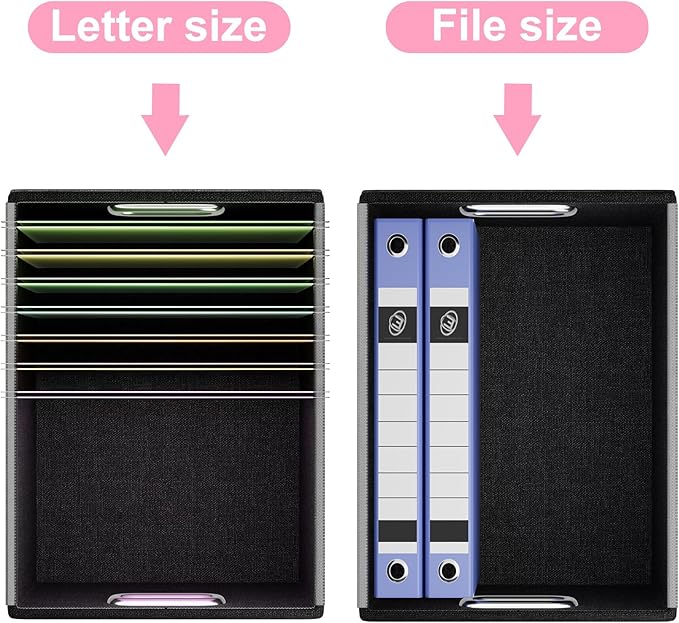 Portable Leather File Organizer Boxes with Lids, Office Document Boxes Organizer, Filing Boxes, Decorative Small File Boxes for Hanging Files, File Cabinet for Office/Home - 4 Pack