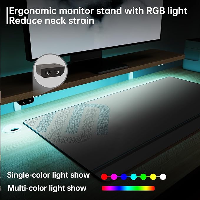 EUREKA ERGONOMIC Standing Desk Adjustable Height 61" Electric Sit Stand Computer Desk L Shaped with Keyboard Tray,Monitor Stand &LED, Dual Motor Memory Presets Sit to Desk Adjustable Desk, Right/Maple